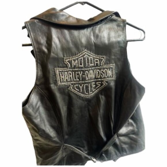 NWT*HARLEY DAVIDSON BUTTER SOFT BLACK VEST/TOP EMBELLISHED BACK! M - Picture 2 of 6
